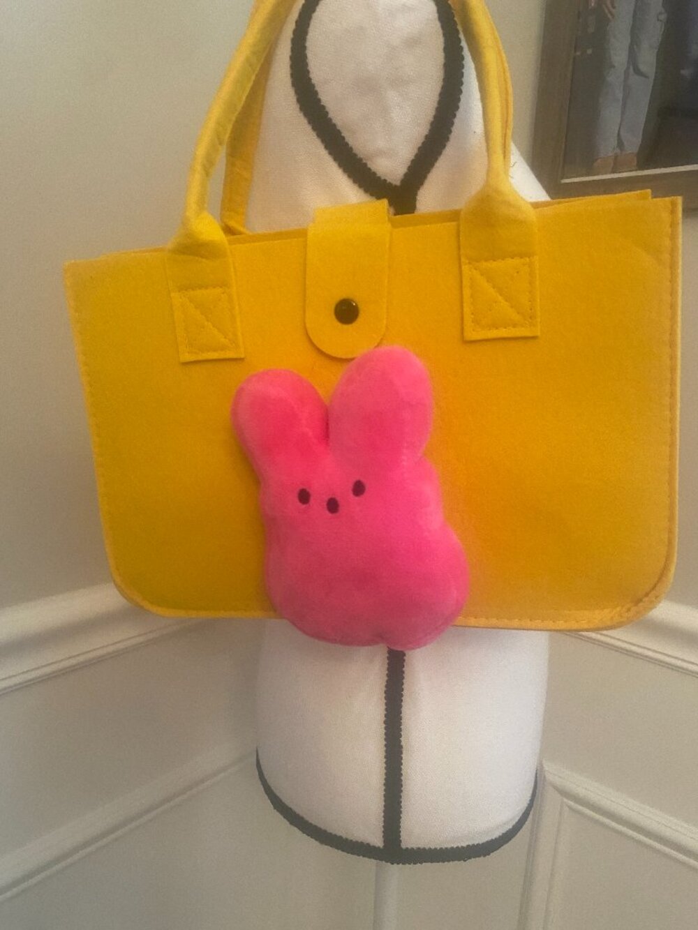 Peeps Felt Tote Bag Yellow, Pink